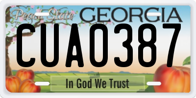 GA license plate CUA0387
