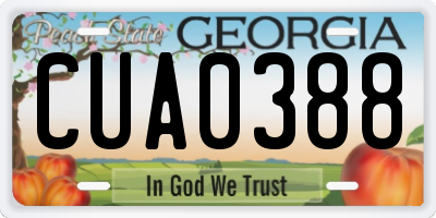 GA license plate CUA0388