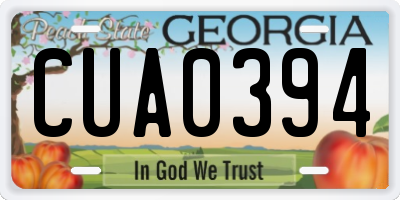 GA license plate CUA0394