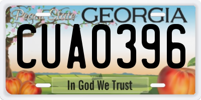GA license plate CUA0396