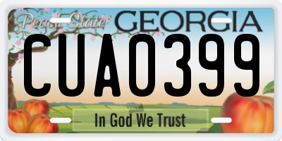 GA license plate CUA0399