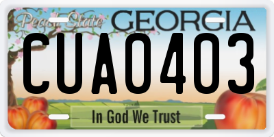 GA license plate CUA0403