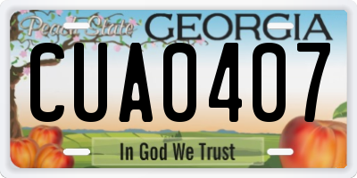GA license plate CUA0407