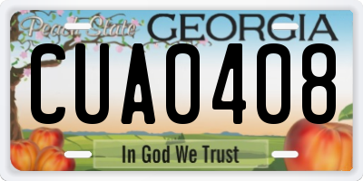 GA license plate CUA0408
