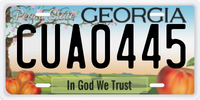GA license plate CUA0445