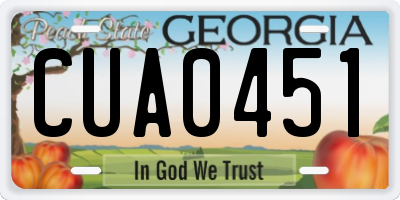 GA license plate CUA0451