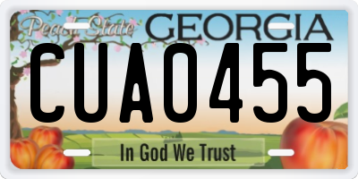 GA license plate CUA0455