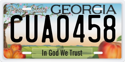 GA license plate CUA0458
