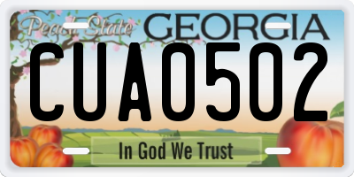 GA license plate CUA0502
