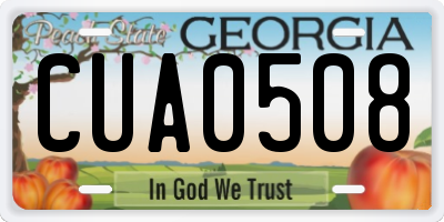 GA license plate CUA0508