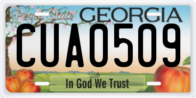 GA license plate CUA0509