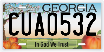 GA license plate CUA0532