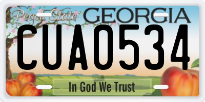 GA license plate CUA0534