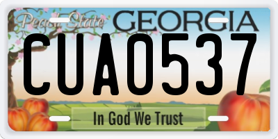 GA license plate CUA0537