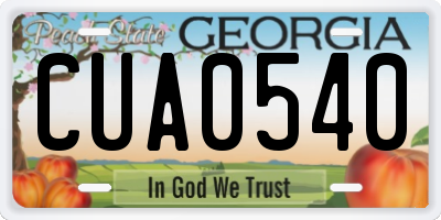 GA license plate CUA0540