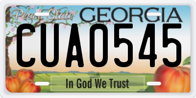 GA license plate CUA0545