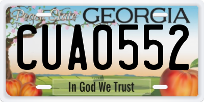 GA license plate CUA0552