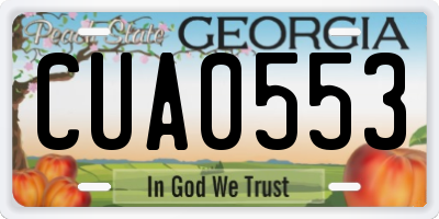 GA license plate CUA0553