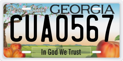 GA license plate CUA0567