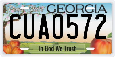 GA license plate CUA0572