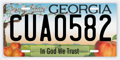 GA license plate CUA0582