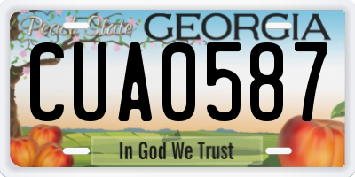 GA license plate CUA0587