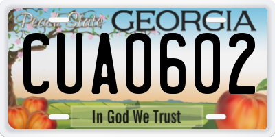 GA license plate CUA0602