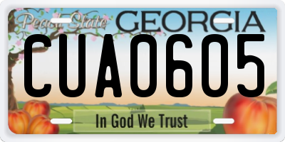 GA license plate CUA0605