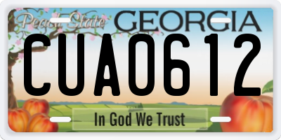 GA license plate CUA0612