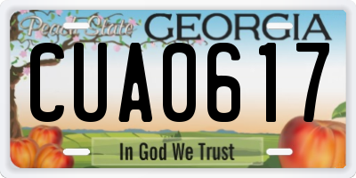 GA license plate CUA0617