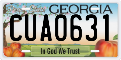 GA license plate CUA0631