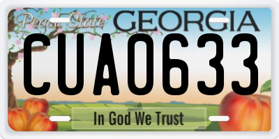GA license plate CUA0633