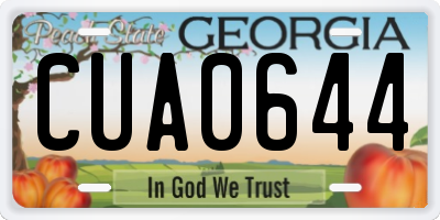 GA license plate CUA0644
