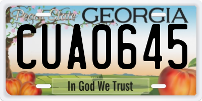 GA license plate CUA0645