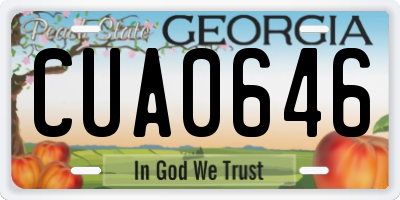 GA license plate CUA0646