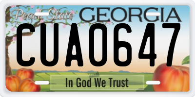 GA license plate CUA0647