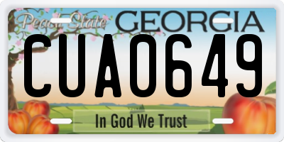 GA license plate CUA0649