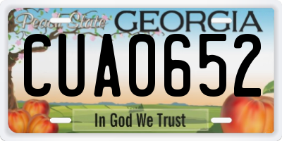 GA license plate CUA0652