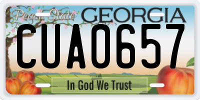 GA license plate CUA0657