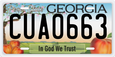 GA license plate CUA0663