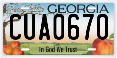 GA license plate CUA0670