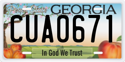 GA license plate CUA0671