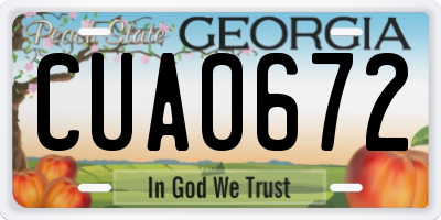 GA license plate CUA0672