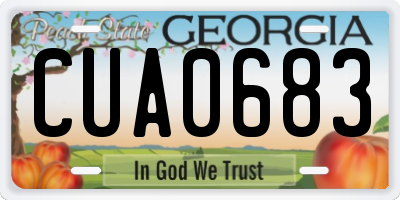 GA license plate CUA0683