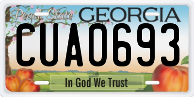 GA license plate CUA0693