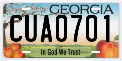 GA license plate CUA0701