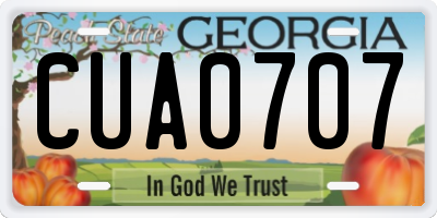 GA license plate CUA0707