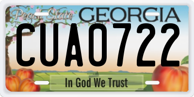 GA license plate CUA0722