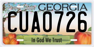GA license plate CUA0726