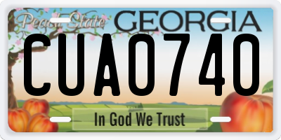 GA license plate CUA0740